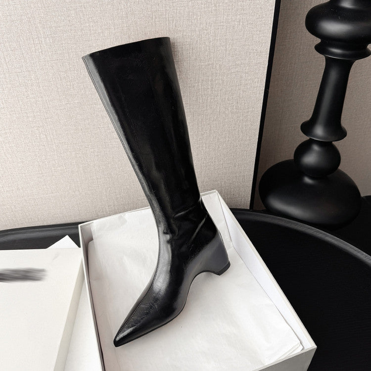 Karin Luna Elegant Style Pointed Toe Internal Height Increase Long Boots
