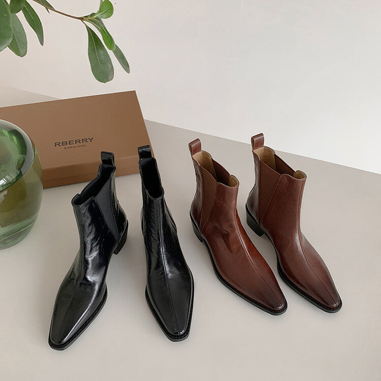 Karin Luna In Stock In stock   Classic first-layer cowhide Chelsea elastic ankle boots