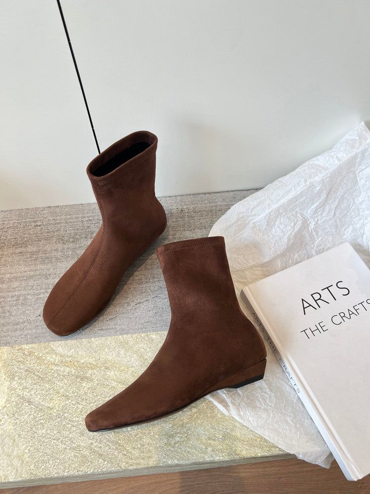 Karin Luna In Stock Spot Goods Round Toe Basic Stretch Slim Short Boots