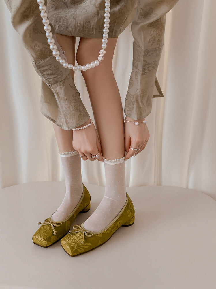 Karin Luna In Stock  In stock  Vintage Chinese Style Embroidered Rose~ Butterfly Knot Granny Shoes