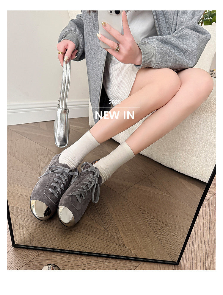 Karin Luna In Stock In Stock  High-end Metal Toe Lace-up Flats