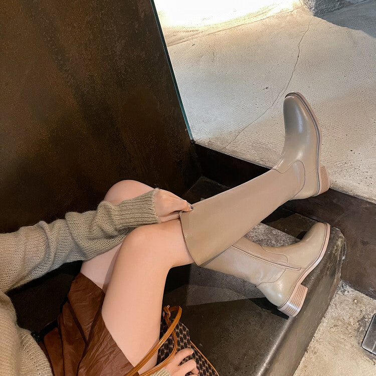 Karin Luna In Stock  Cowhide Niche Versatile Style Knight Boots