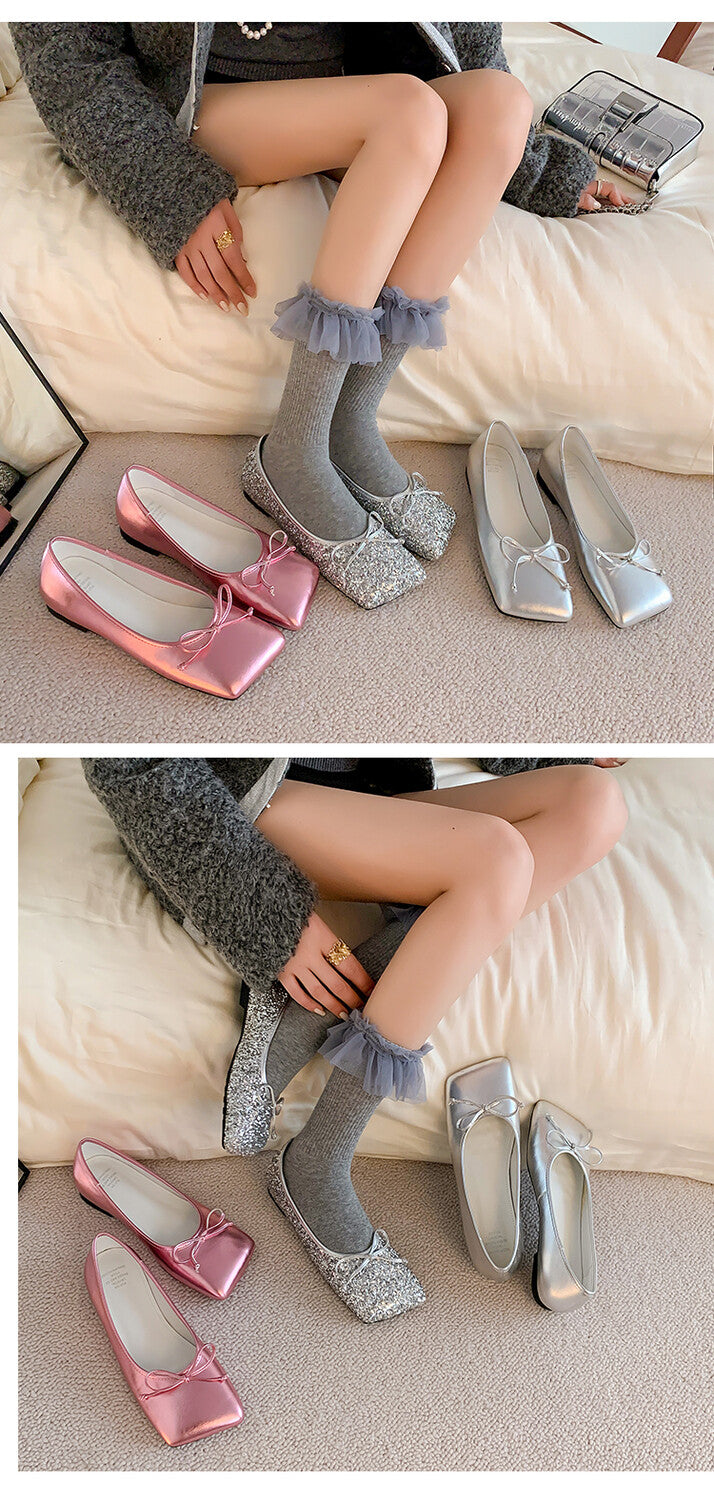 Karin Luna In Stock Spot Goods  Hurry up and grab this hot item!！Square-Toed Flat Granny Shoes