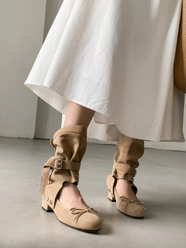 Karin Luna In Stock  Summer  Popular  Detachable Two-Way Vintage Mary Jane Plus Tube Long Boots