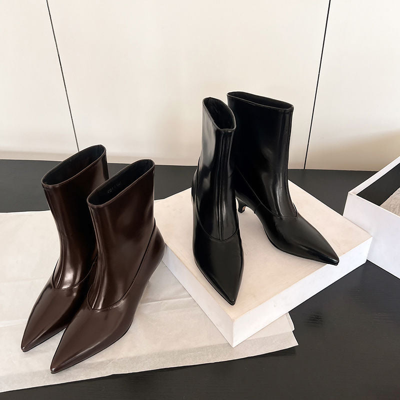Karin Luna In Stock  Spot Goods Elegant kitten heel pointed toe trendy ankle boots