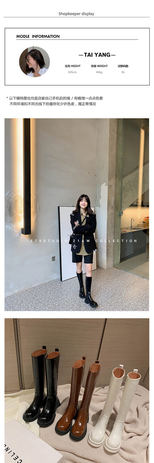 Karin Luna In Stock Spot Goods  Always in stock  Classic Basic Style Round Toe Thick Sole Knight Boots