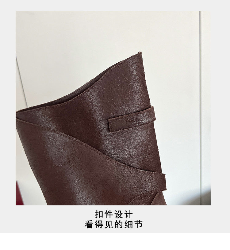 Karin Luna In Stock Spot Goods  Super textured Lazy Style Thick-Soled Ankle Boots