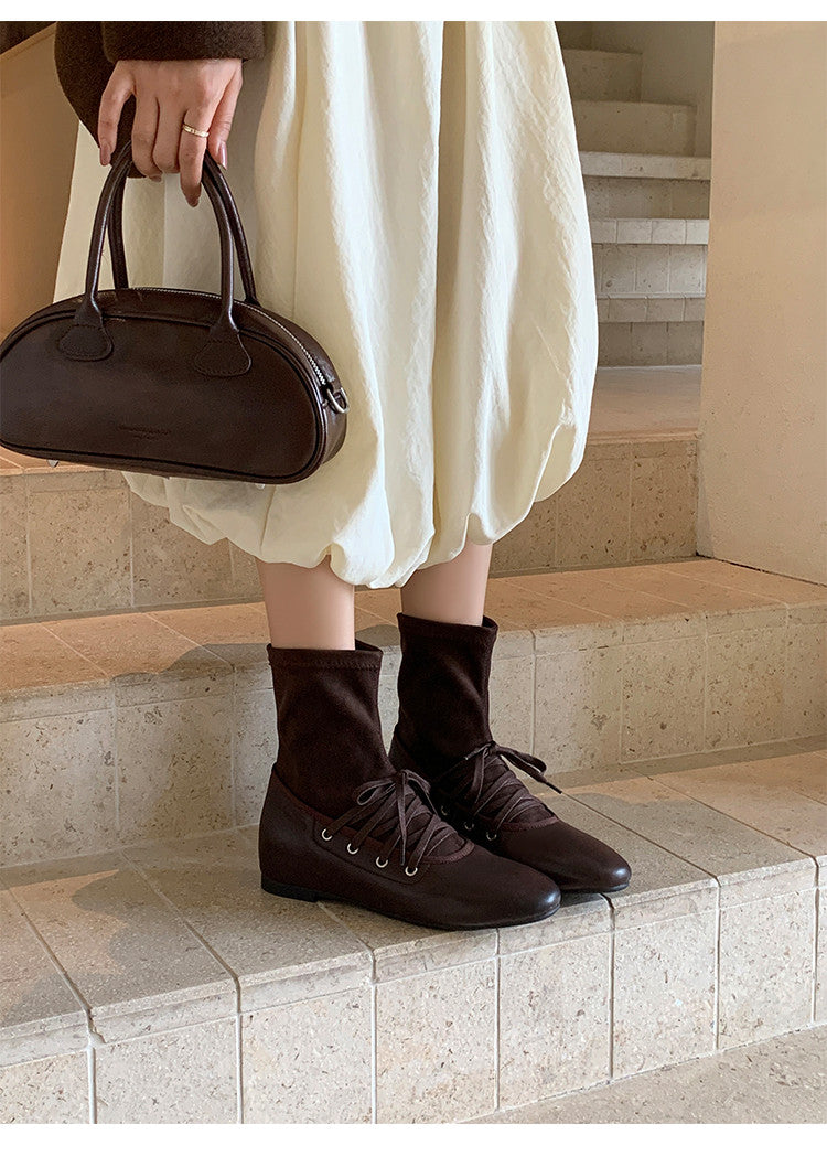 Karin Luna Round Toe Internal Height Increase Lace-up Ankle Boots