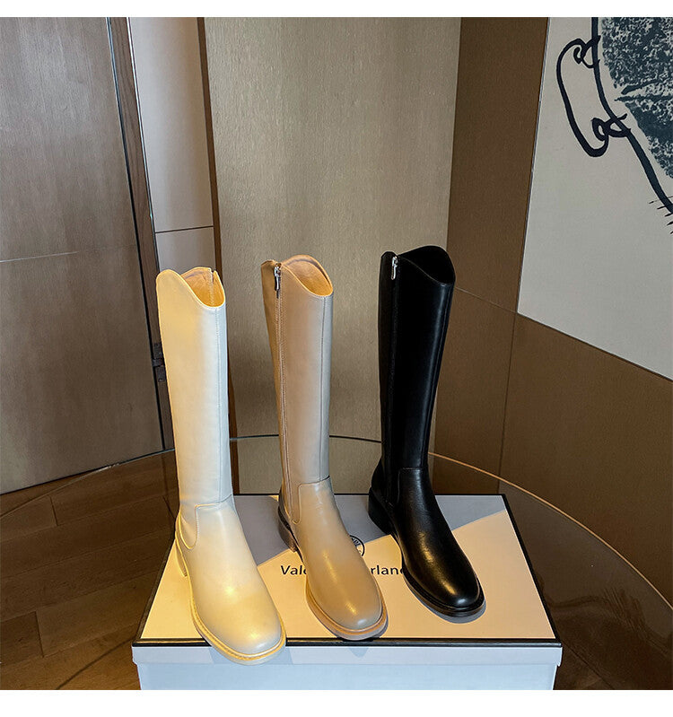 Karin Luna In Stock  Cowhide Niche Versatile Style Knight Boots