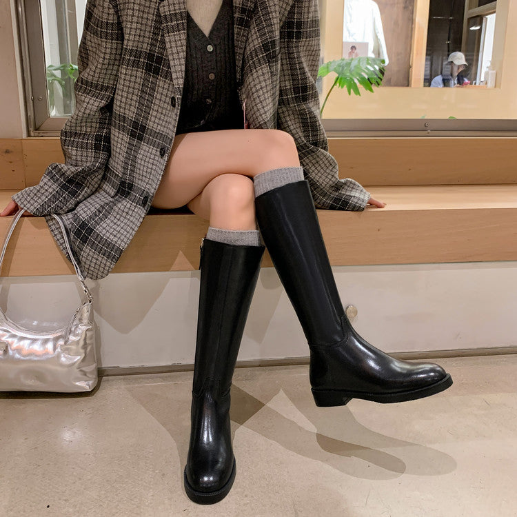 Karin Luna In Stock In-stock Basic Classic Timeless Round Toe Casual Riding Boots