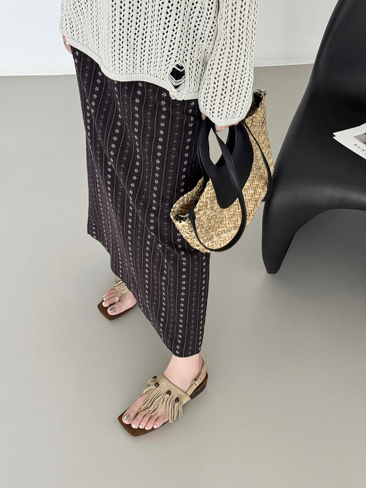 Karin Luna  Tassel Series~Spot Goods  In-stock Clip-toe Square Toe Sandals