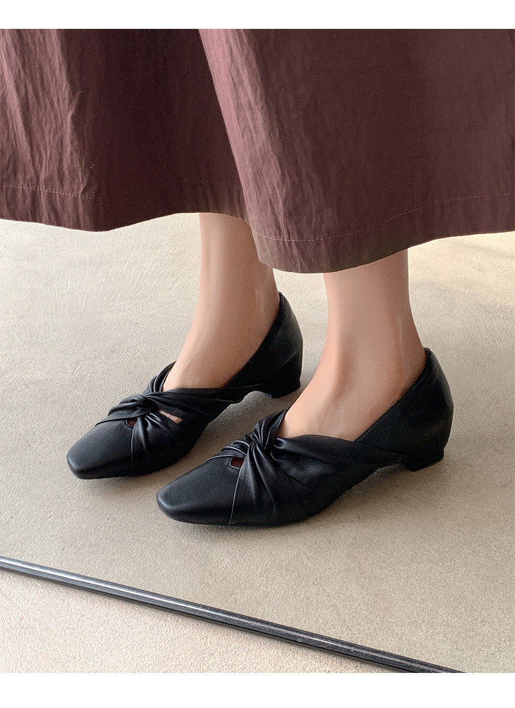 Karin Luna Cross Design Square Toe Hidden Wedge Shoes