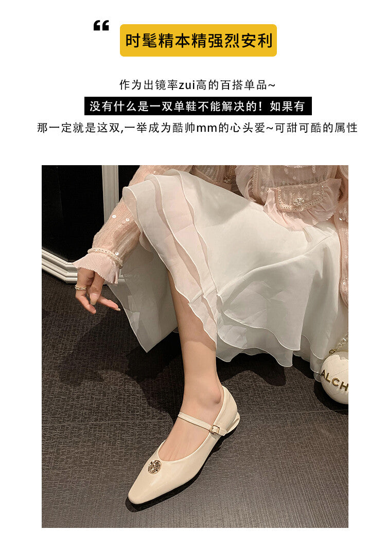 Karin Luna Camellia Story~In stock  Full Leather Shallow Mouth Single Shoes