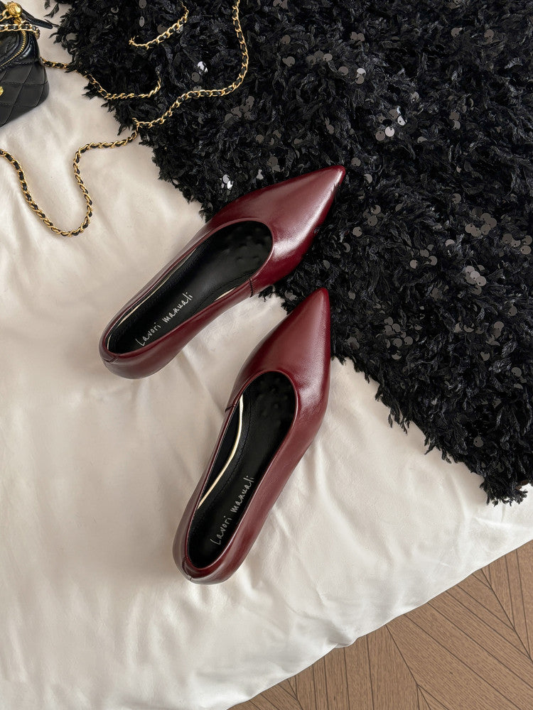 Karin Luna In Stock Spot Goods Classic three-color pointed toe metal heel shoes