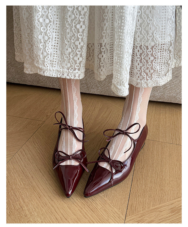 Karin Luna In Stock Spot Goods  Hot-selling Element Bowknot Square Toe Pointed Toe Single Shoes