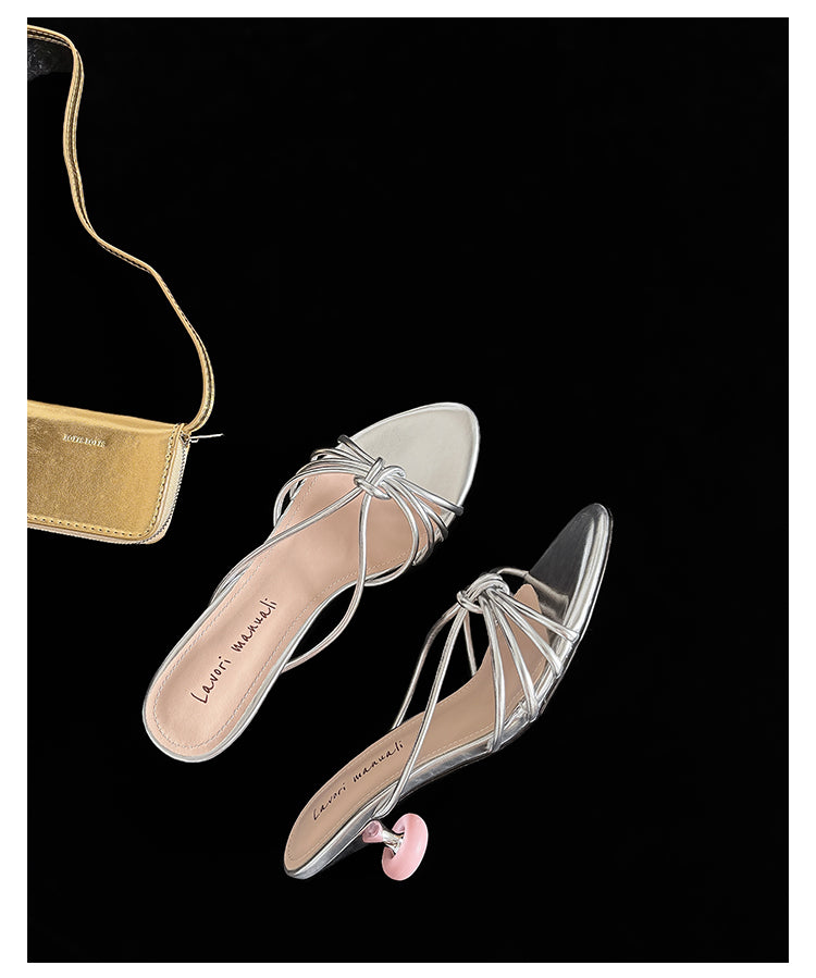 Karin Luna In Stock In Stock  In Stock Round Toe Cross Hollow Round Toe Stiletto Slippers
