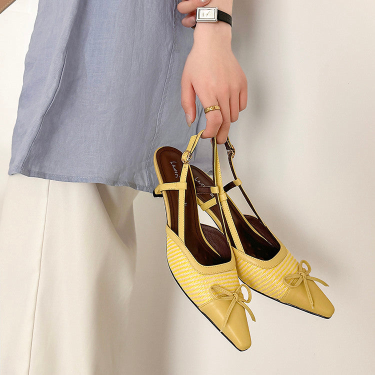 Karin Luna In Stock Spot Goods Braided Style Elegant Thin Heel Pointed Toe Closed-Toe Sandals