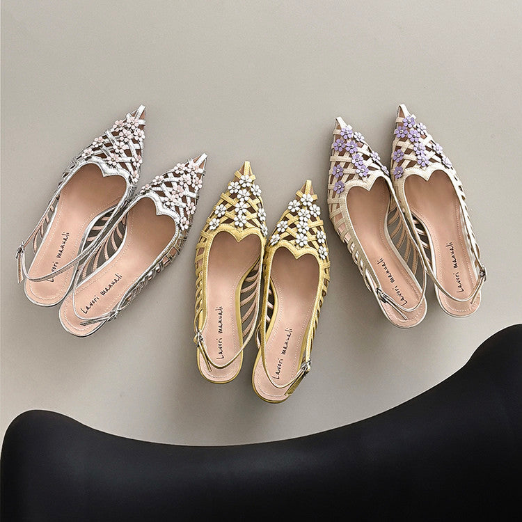 Karin Luna In Stock Spot Goods  Purely Handmade Flowers High-end Hollow Out Sandals