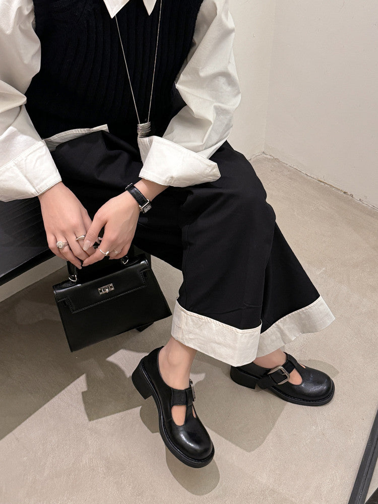 Karin Luna In Stock Spot Goods round Head t Round Toe British Style Single Shoes