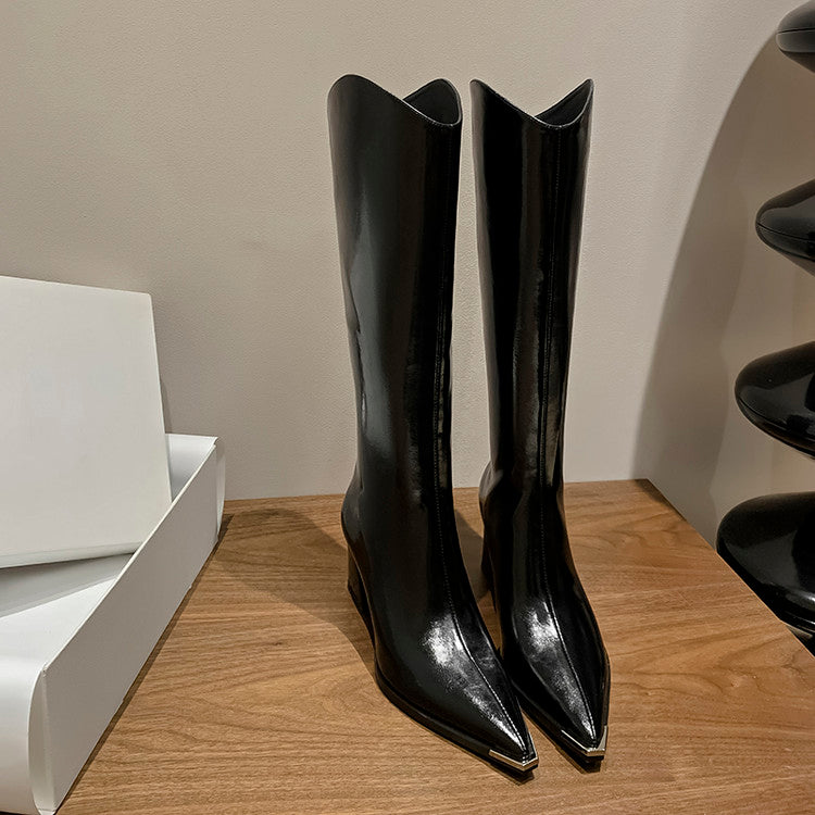 Karin Luna In Stock In-stock Pointed Toe Elegant High Heels v Slimming Effect Long Boots