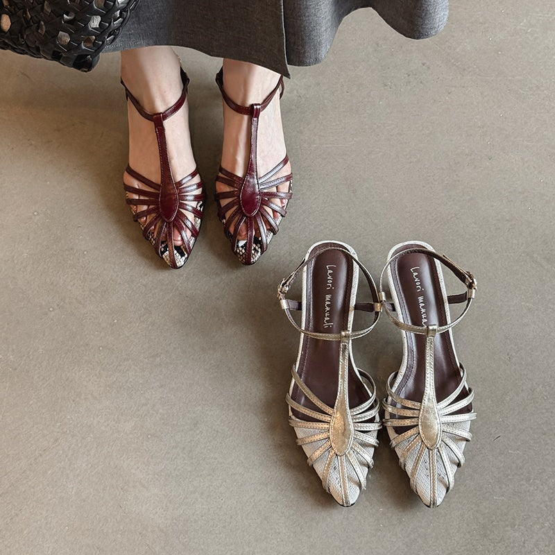 Karin Luna In Stock Spot Goods Open-toe French Style Metal Heel Sandals