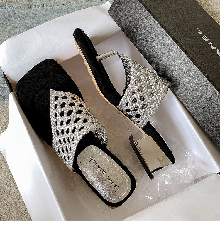 Karin Luna Hot-Selling Braided Style  In stock Toe-strap Woven Sofa Insole Slippers
