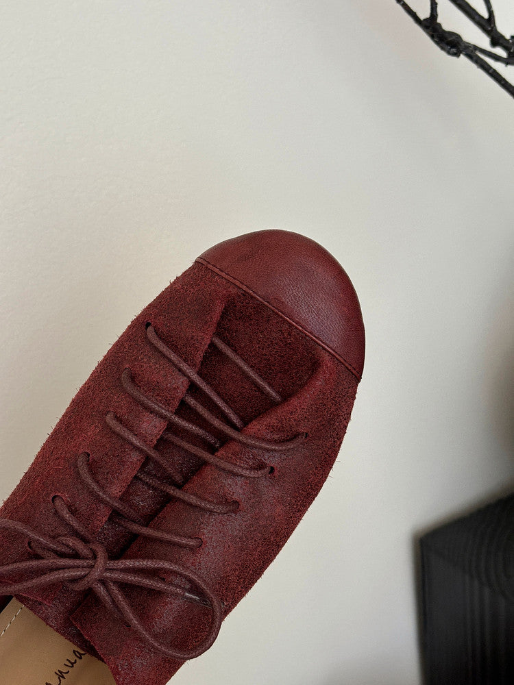 Karin Luna In Stock In Stock   Xiaohongshu Hot-Selling Lace-Up Round-Toe Deep Mouth Single Shoes