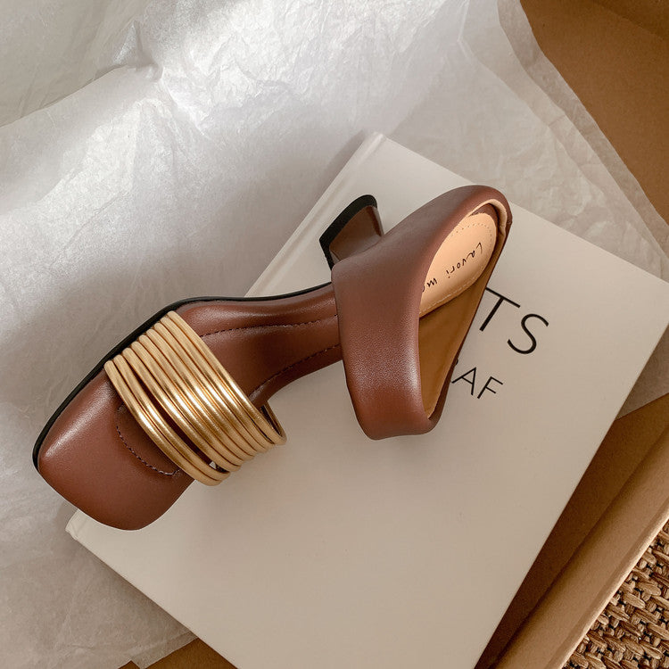 Karin Luna In Stock In Stock Minimalist Style Square-Toed Elegant Slippers