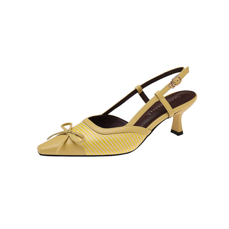 Karin Luna In Stock Spot Goods Braided Style Elegant Thin Heel Pointed Toe Closed-Toe Sandals