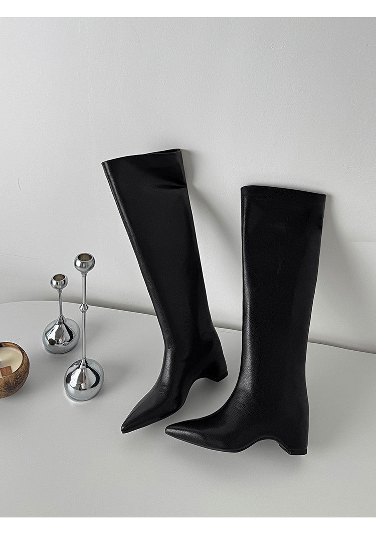 Karin Luna Hot-Selling Internal Height Increase Pointed Toe Straight-Leg Hot-Selling Long Boots