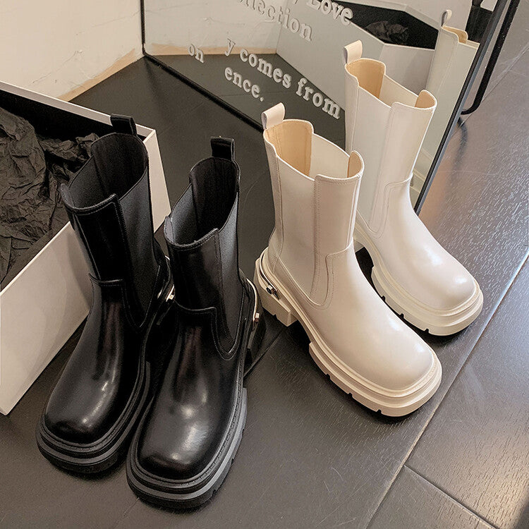 Karin Luna da Brand Series~Rear Metal Decoration Thick Sole Stretch Boots
