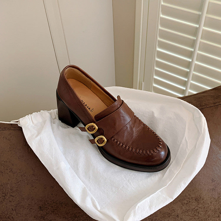 Karin Luna Bestseller Hot-Selling Derivative Edition Self-contained Strap Buckle Casual Loafers