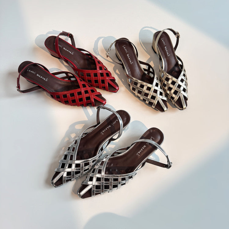 Karin Luna Braided Style ~Cross-woven Pointed Toe Closed-toe Sandals