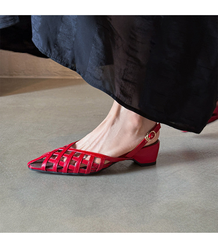 Karin Luna Braided Style ~Cross-woven Pointed Toe Closed-toe Sandals