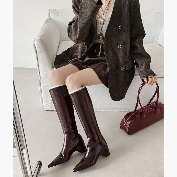 Karin Luna Elegant Style Pointed Toe Internal Height Increase Long Boots
