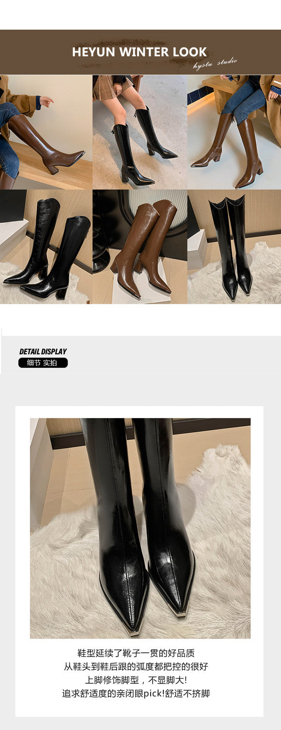 Karin Luna In Stock In-stock Pointed Toe Elegant High Heels v Slimming Effect Long Boots