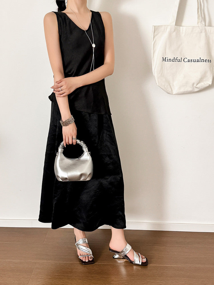 Karin Luna In Stock Spot Goods Minimalist Style Square-Toed Irregular Heel Slippers