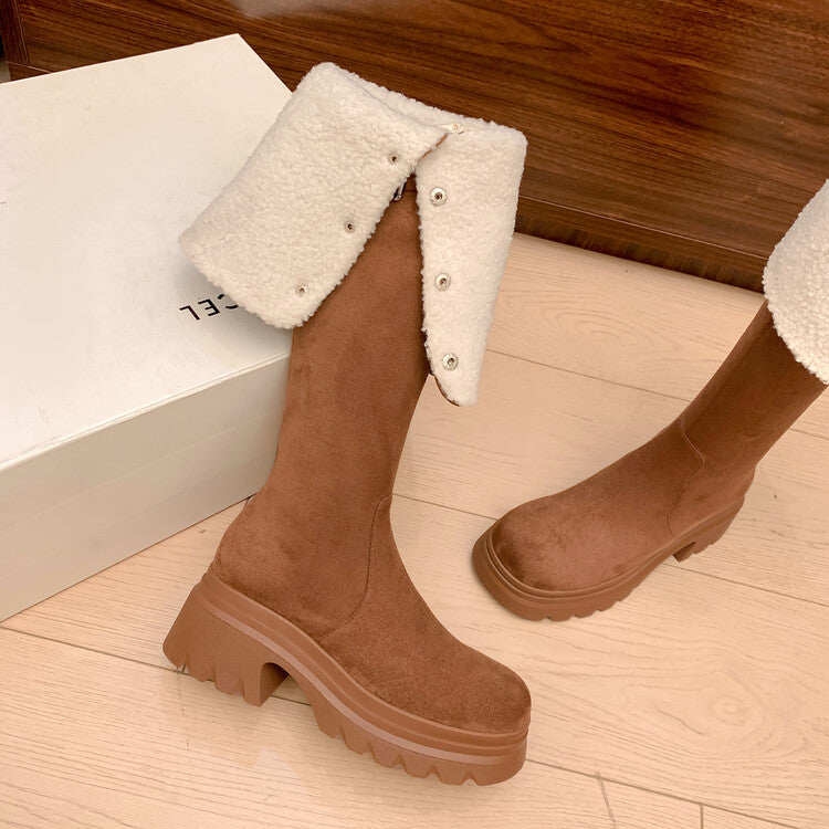 Karin Luna has prepared stock  Main Push Main Push  Hot-selling Large Sole Self-flowing Foldable Round Toe Over-the-Knee Boots