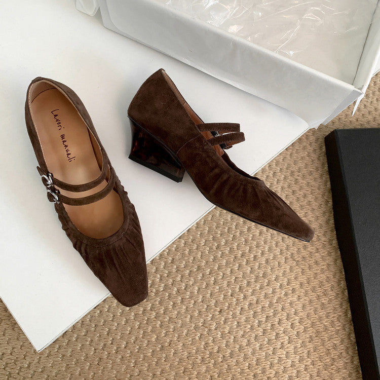 Karin Luna Full Leather Inside and Out Popular Element Amber Heel Elegant French Style Single Shoes