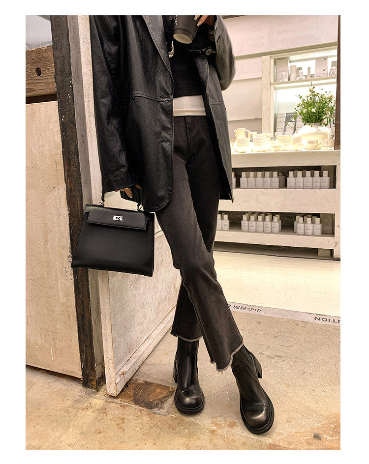 Karin Luna In Stock Spot Goods  Round Toe Stretch Round Toe Chelsea Short Boots