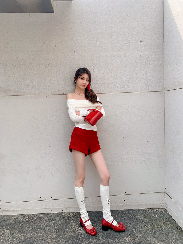 Karin Luna In Stock Spot Goods  Vintage Three-Dimensional Camellia Square-Toed Mary Jane Shoes