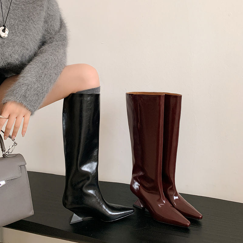 Karin Luna European and American Style Unisex Square-Toed Long Boots