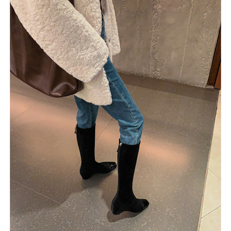 Karin Luna In Stock In Stock Patchwork Long Boots Elegant Versatile