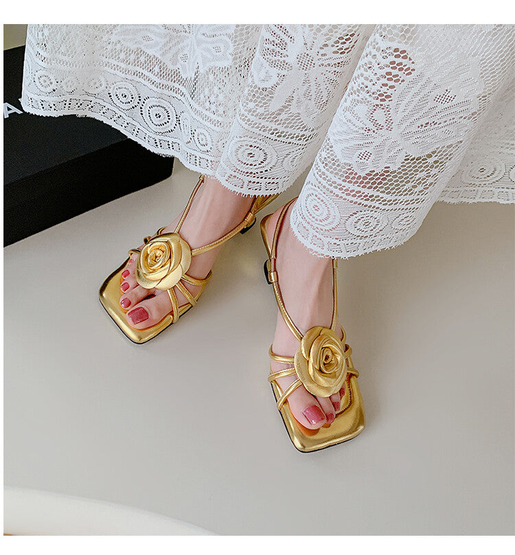 Karin Luna Exquisite Camellia ~French Retro Open-Toe Sandals