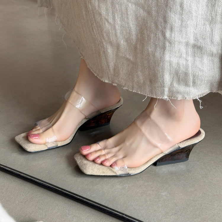 Karin Luna Hot-Selling Amber Element~Spot Goods Spot Goods Transparent tpu   Minimalist Square-Toed One-Strap Slippers