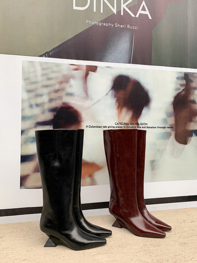 Karin Luna European and American Style Unisex Square-Toed Long Boots