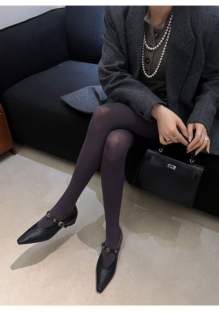 Karin Luna In Stock Spot Goods    Retro Classic Metal Camellia Irregular Heel Single Shoes