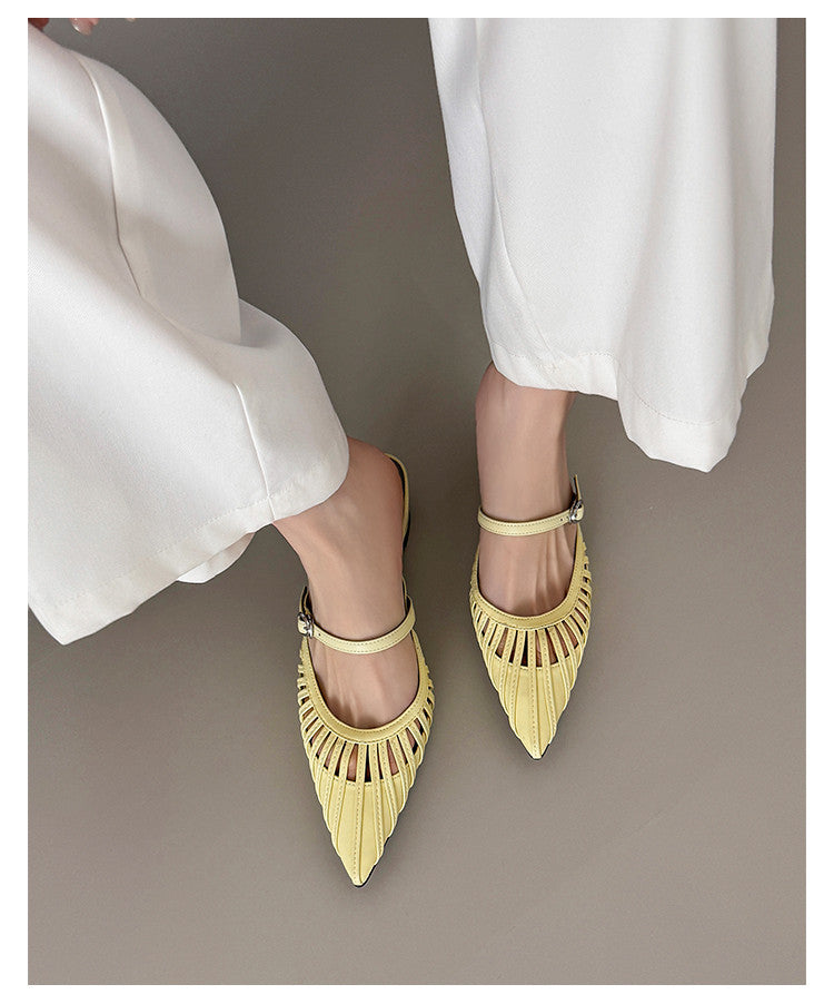 Karin Luna Casual Feel~In stock Pointed Toe Hollow Design Note Pointed Toe Slippers
