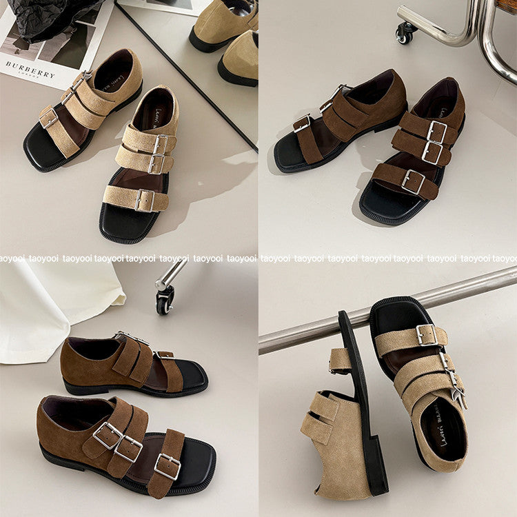 Karin Luna In Stock Spot Goods   Casual Belt Buckle Thick-soled Versatile Sandals