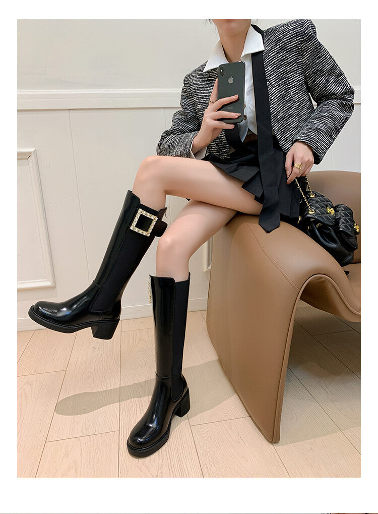 Karin Luna Bestseller Spot Goods Exquisiteness round Head Elastic Long Boots